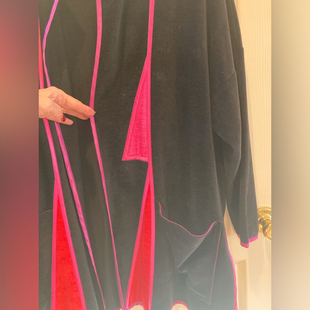 ANNIKKI KARVINEN Boho Festival Relaxed Jacket Pink and Black Flowy Lagenlook OS - Picture 6 of 15